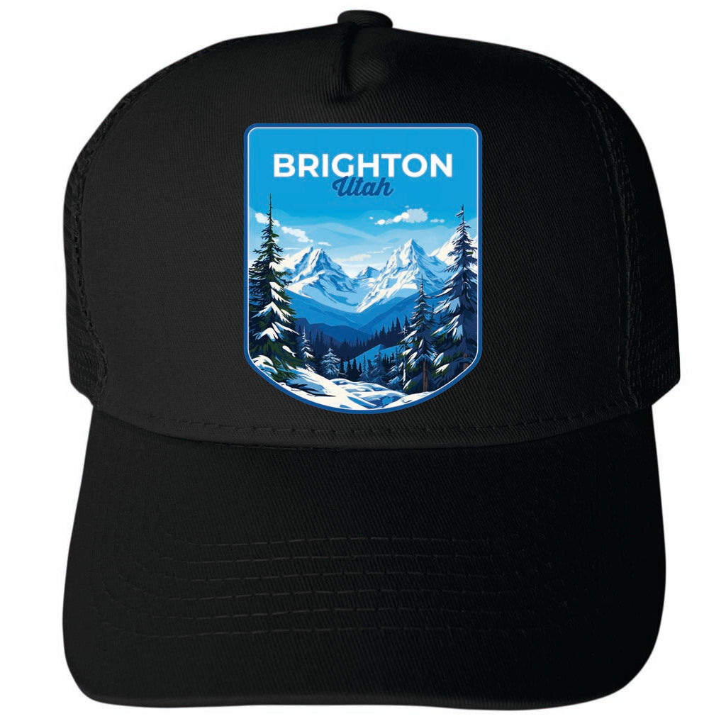 Brighton Utah Ski Resort Mountain Design Unisex Mesh Back Trucker Hat with Adjustable Snapback Image 4