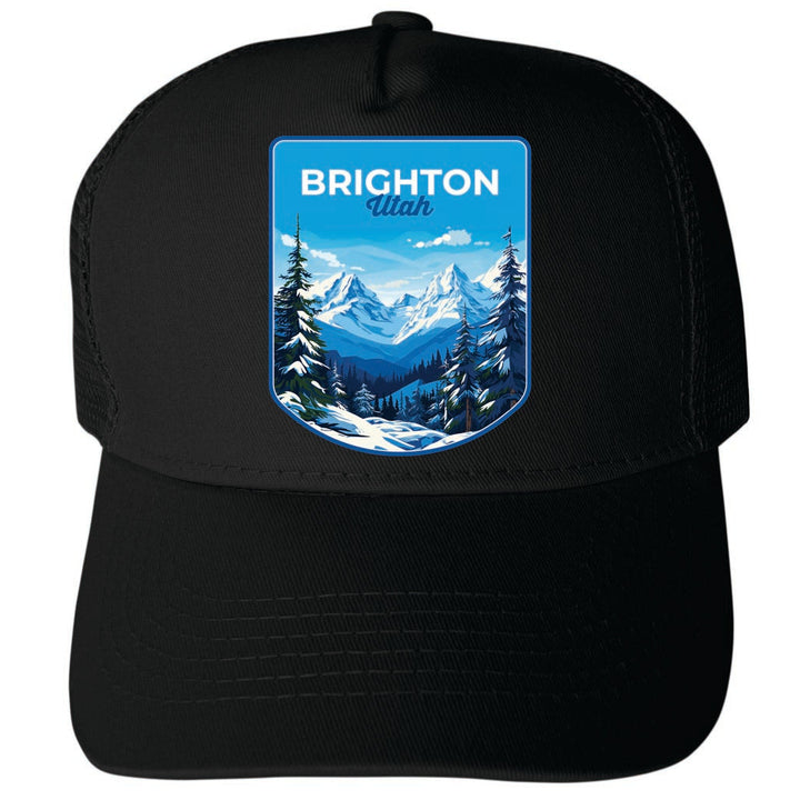 Brighton Utah Ski Resort Mountain Design Unisex Mesh Back Trucker Hat with Adjustable Snapback Image 4