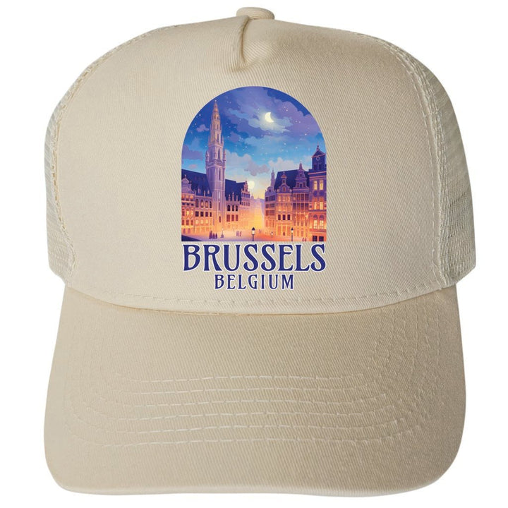 Brussels Belgium Grand-Place Design Unisex Mesh Back Trucker Hat with Adjustable Snapback Image 3