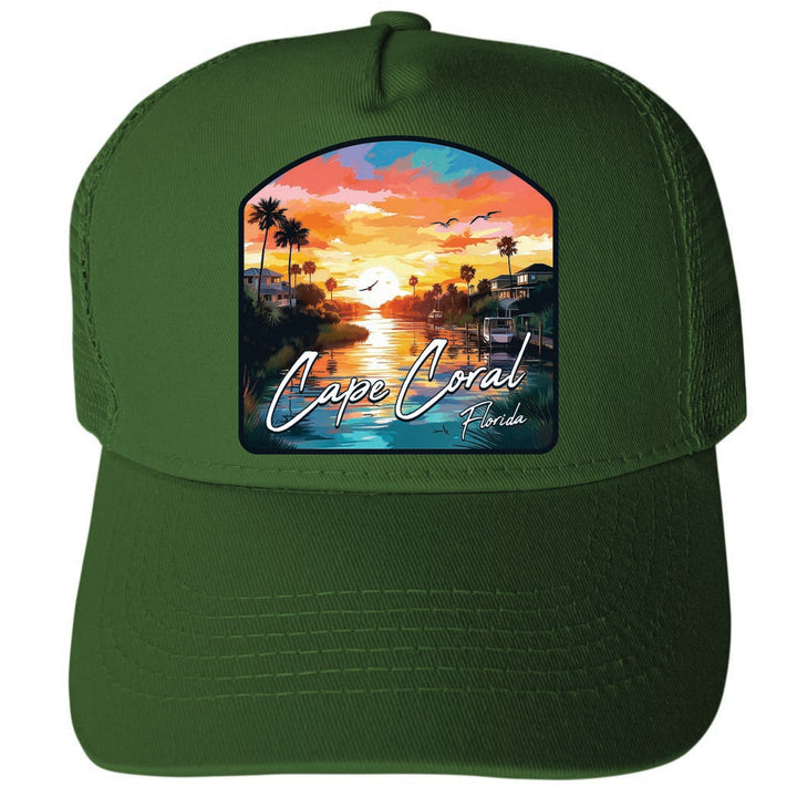 Cape Coral Florida Design A Unisex Mesh Back Trucker Hat with Adjustable Snapback Image 2