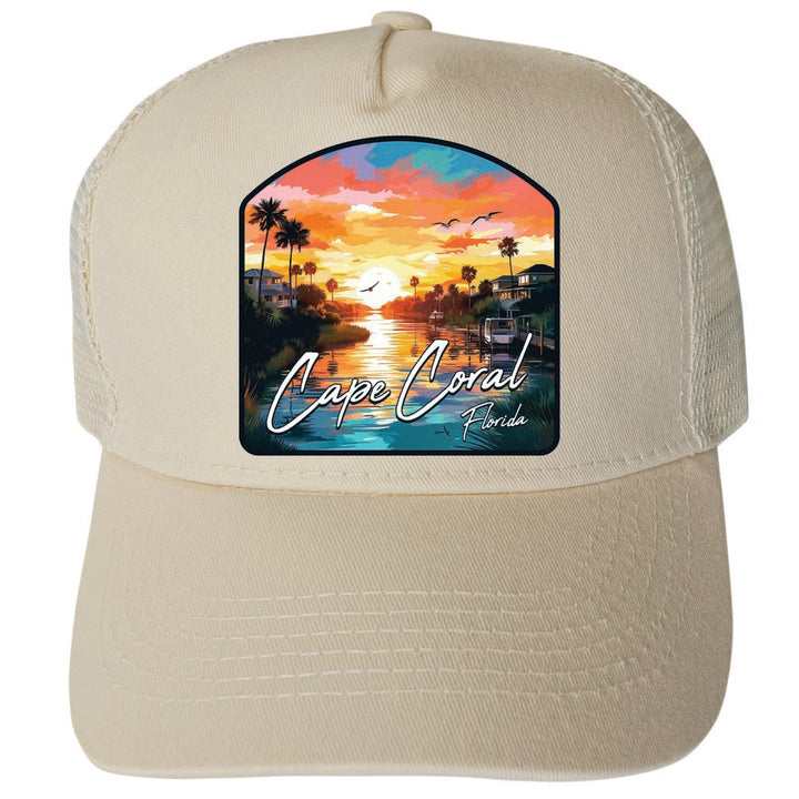 Cape Coral Florida Design A Unisex Mesh Back Trucker Hat with Adjustable Snapback Image 3