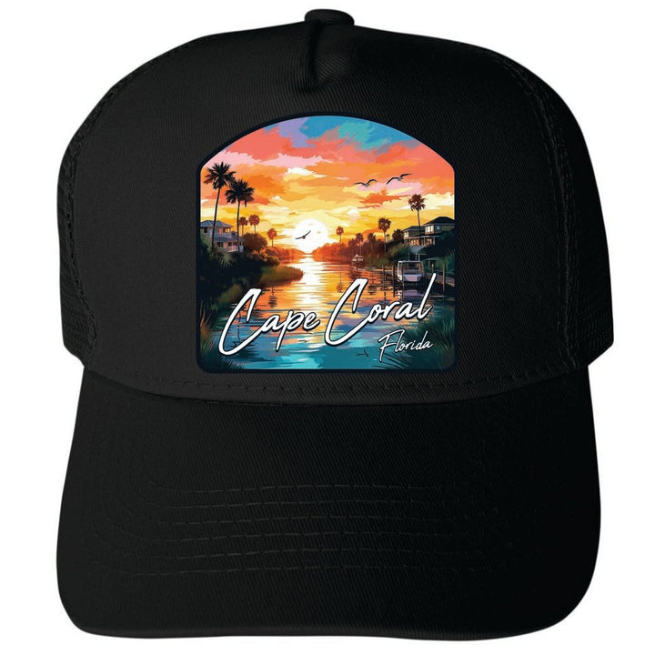 Cape Coral Florida Design A Unisex Mesh Back Trucker Hat with Adjustable Snapback Image 4