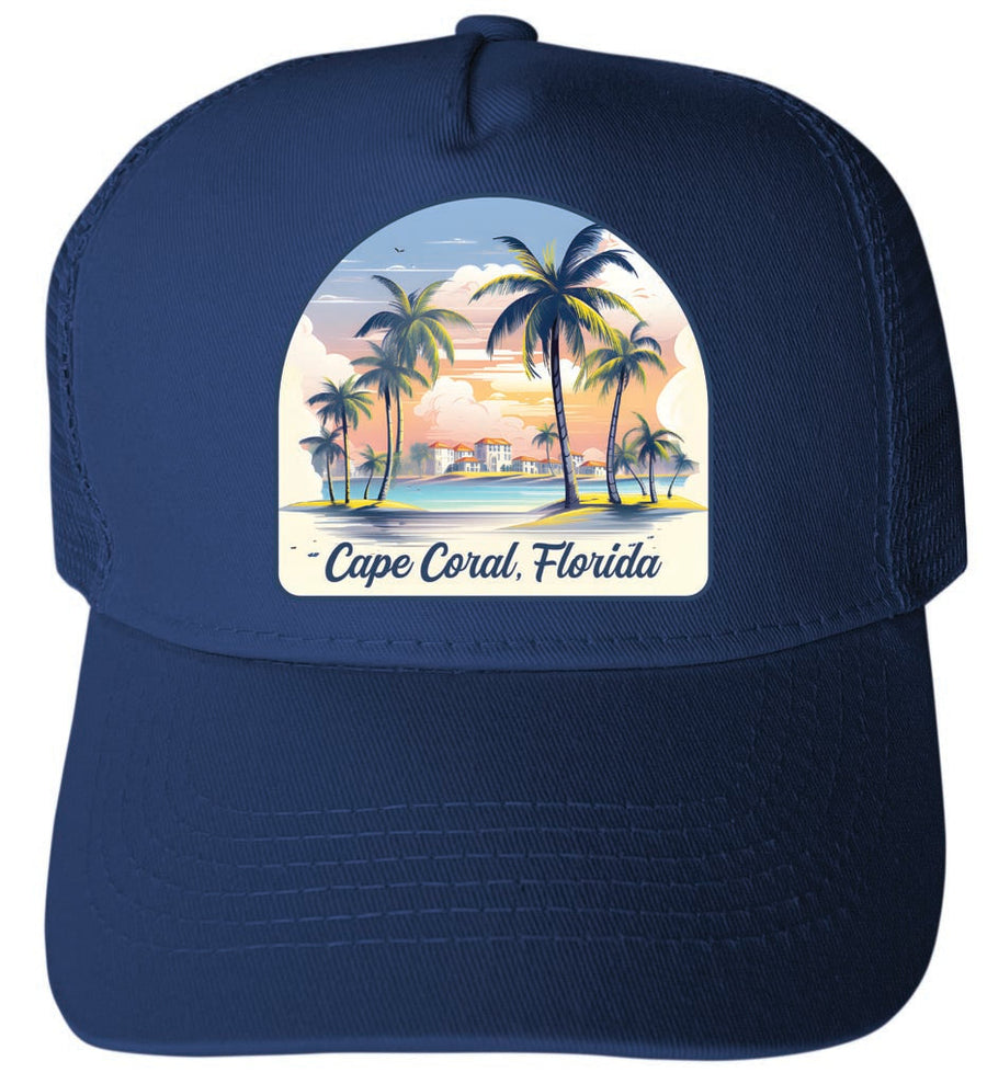 Cape Coral Florida Design B Unisex Mesh Back Trucker Hat with Adjustable Snapback Image 1