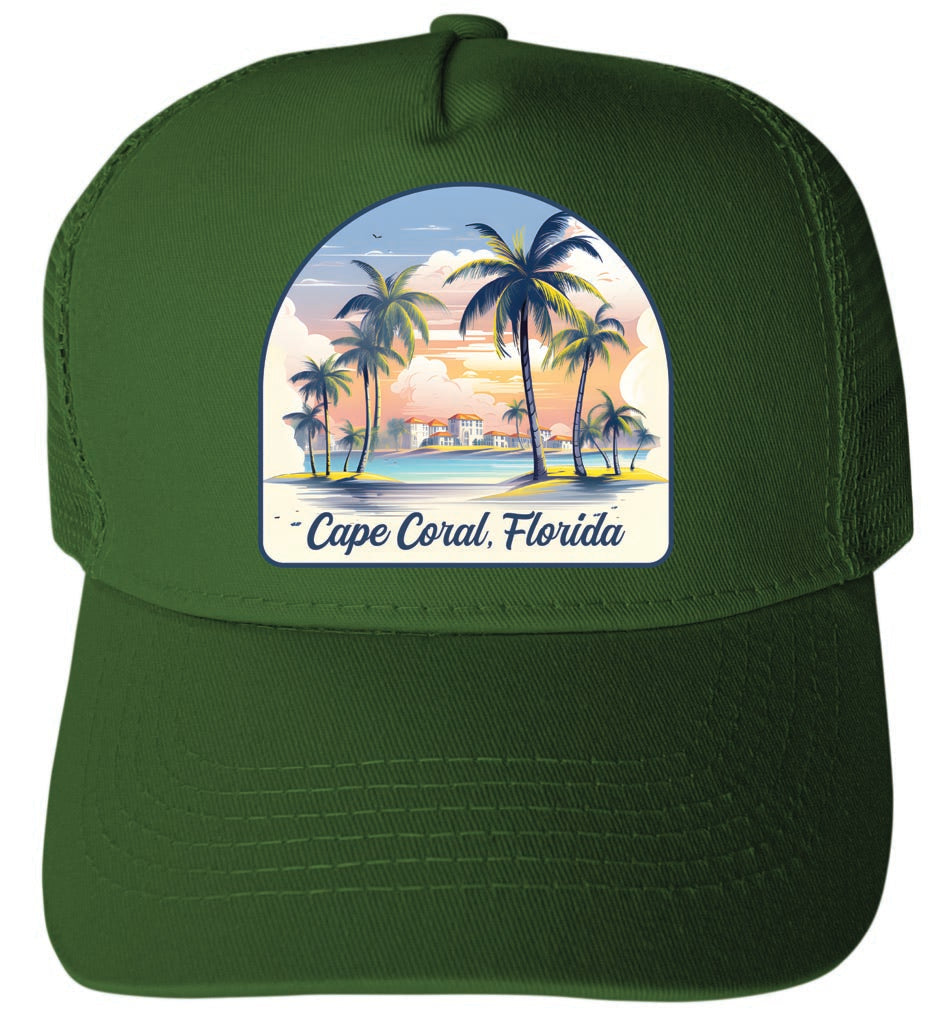 Cape Coral Florida Design B Unisex Mesh Back Trucker Hat with Adjustable Snapback Image 2