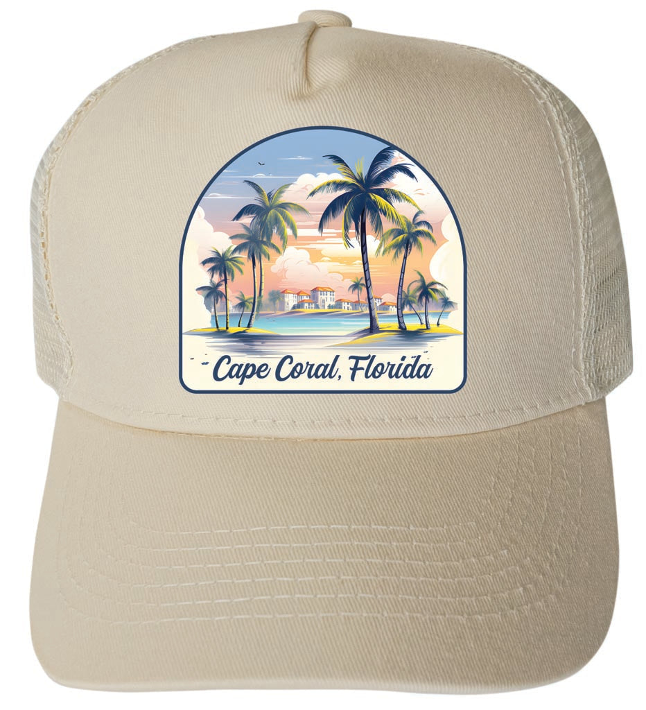 Cape Coral Florida Design B Unisex Mesh Back Trucker Hat with Adjustable Snapback Image 3