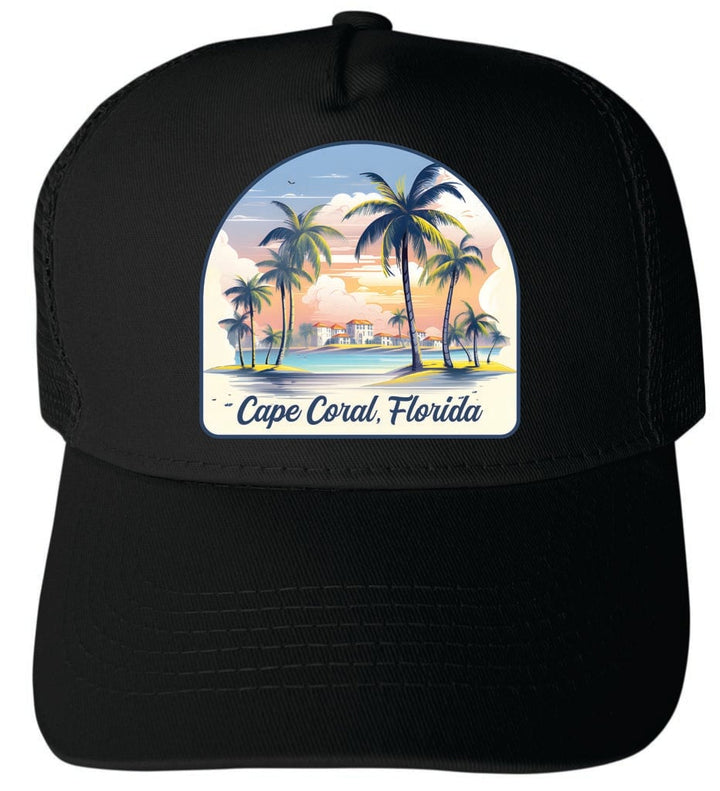 Cape Coral Florida Design B Unisex Mesh Back Trucker Hat with Adjustable Snapback Image 4