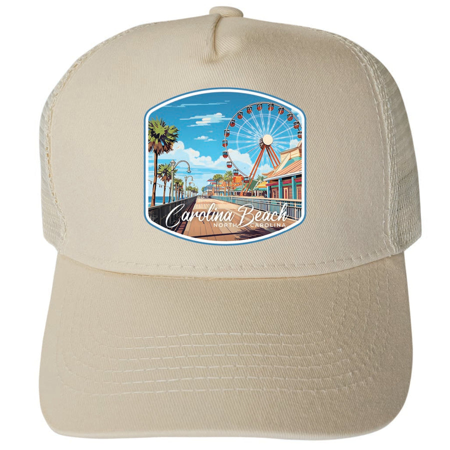 Carolina Beach North Carolina Design A Unisex Mesh Back Trucker Hat with Adjustable Snapback Image 1