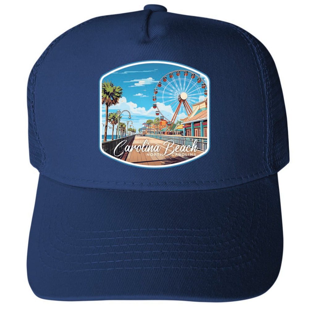 Carolina Beach North Carolina Design A Unisex Mesh Back Trucker Hat with Adjustable Snapback Image 2