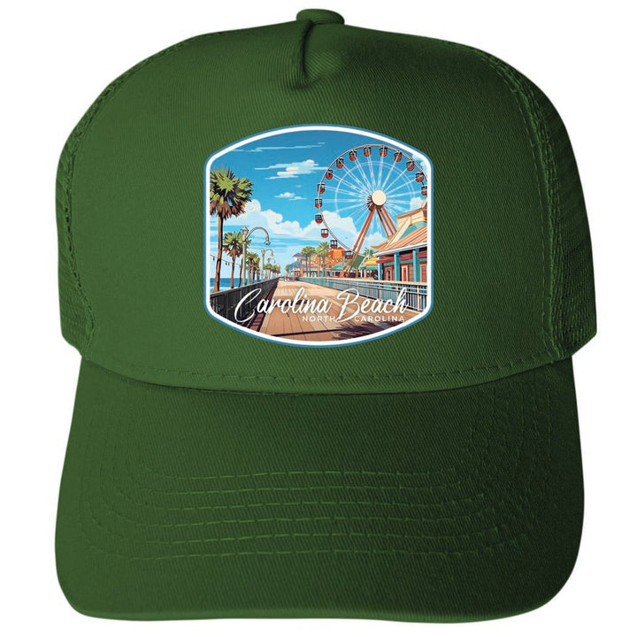 Carolina Beach North Carolina Design A Unisex Mesh Back Trucker Hat with Adjustable Snapback Image 3