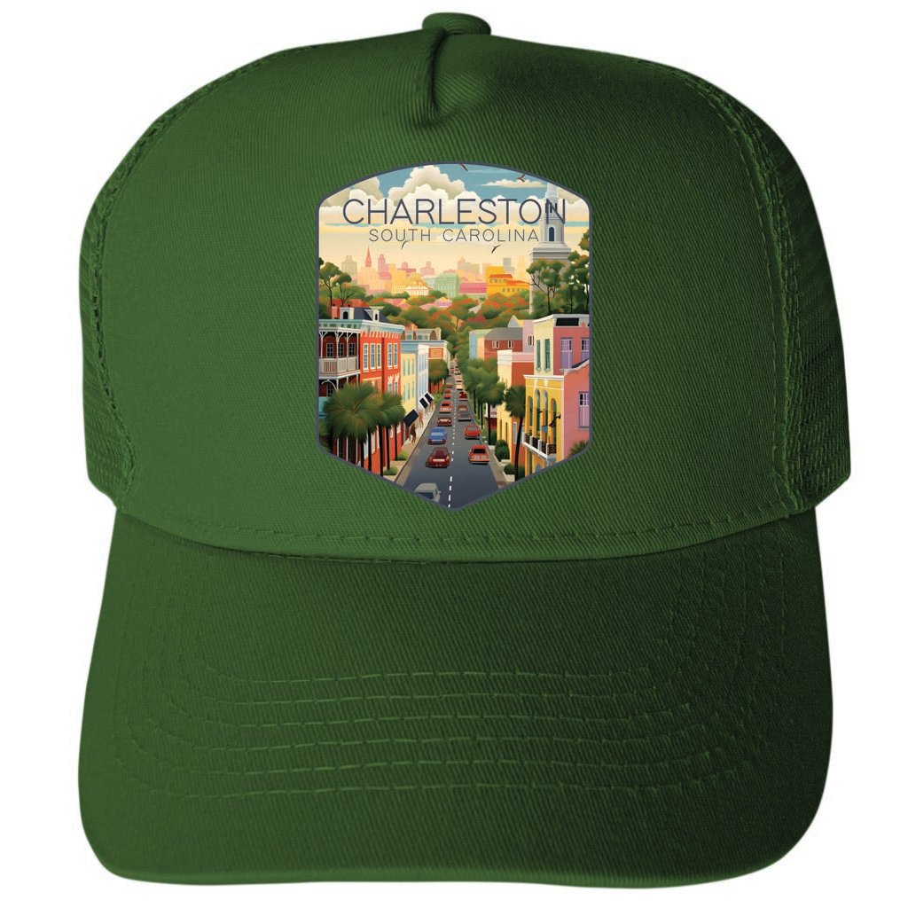 Charleston South Carolina Design B Unisex Mesh Back Trucker Hat with Adjustable Snapback Image 1