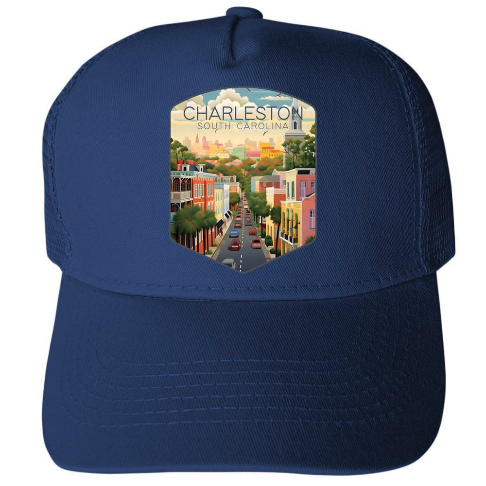 Charleston South Carolina Design B Unisex Mesh Back Trucker Hat with Adjustable Snapback Image 2