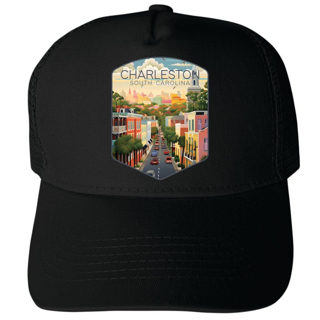 Charleston South Carolina Design B Unisex Mesh Back Trucker Hat with Adjustable Snapback Image 3