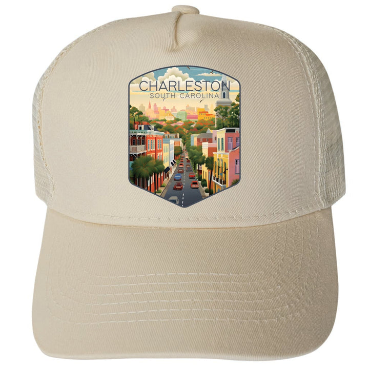 Charleston South Carolina Design B Unisex Mesh Back Trucker Hat with Adjustable Snapback Image 4