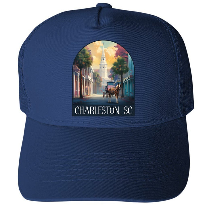 Charleston South Carolina Design A Unisex Mesh Back Trucker Hat with Adjustable Snapback Image 1