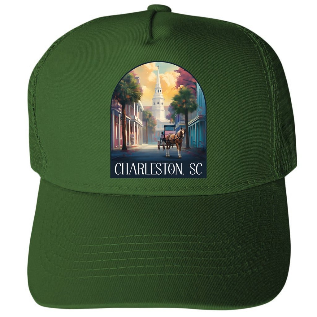 Charleston South Carolina Design A Unisex Mesh Back Trucker Hat with Adjustable Snapback Image 2