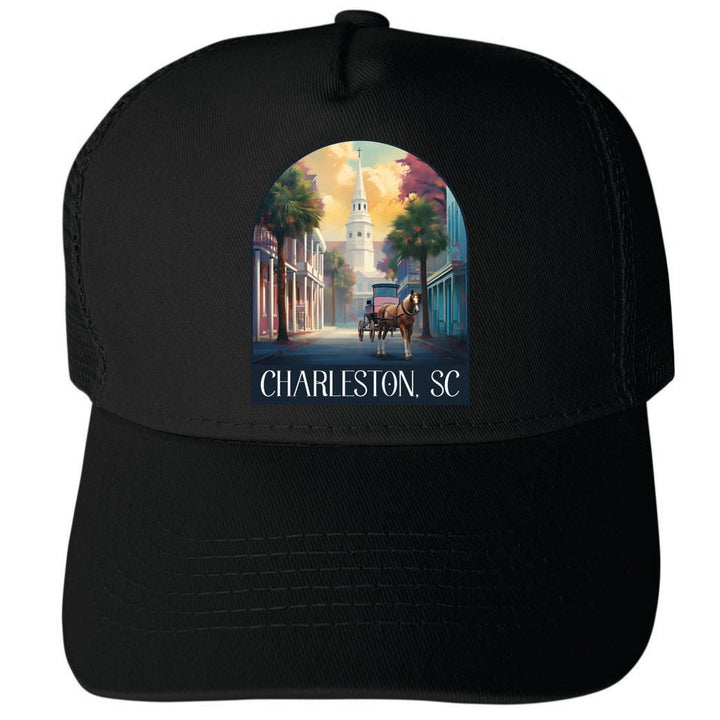 Charleston South Carolina Design A Unisex Mesh Back Trucker Hat with Adjustable Snapback Image 4