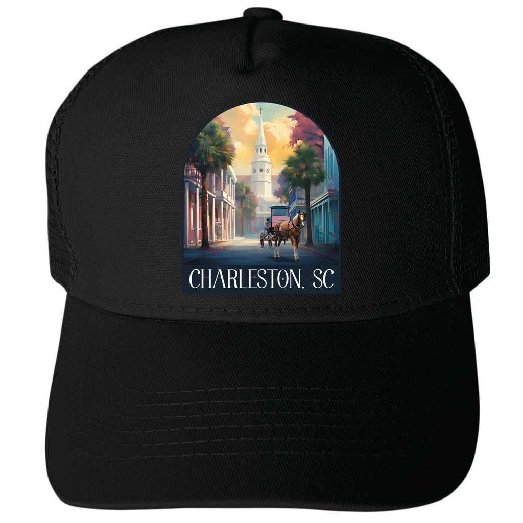 Charleston South Carolina Design A Unisex Mesh Back Trucker Hat with Adjustable Snapback Image 1