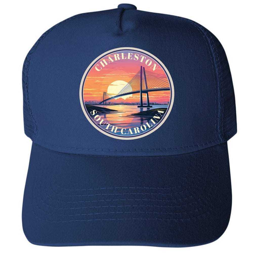 Charleston South Carolina Design C Unisex Mesh Back Trucker Hat with Adjustable Snapback Image 2