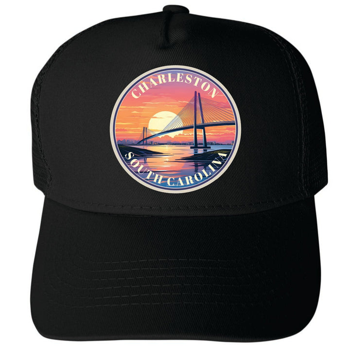 Charleston South Carolina Design C Unisex Mesh Back Trucker Hat with Adjustable Snapback Image 3