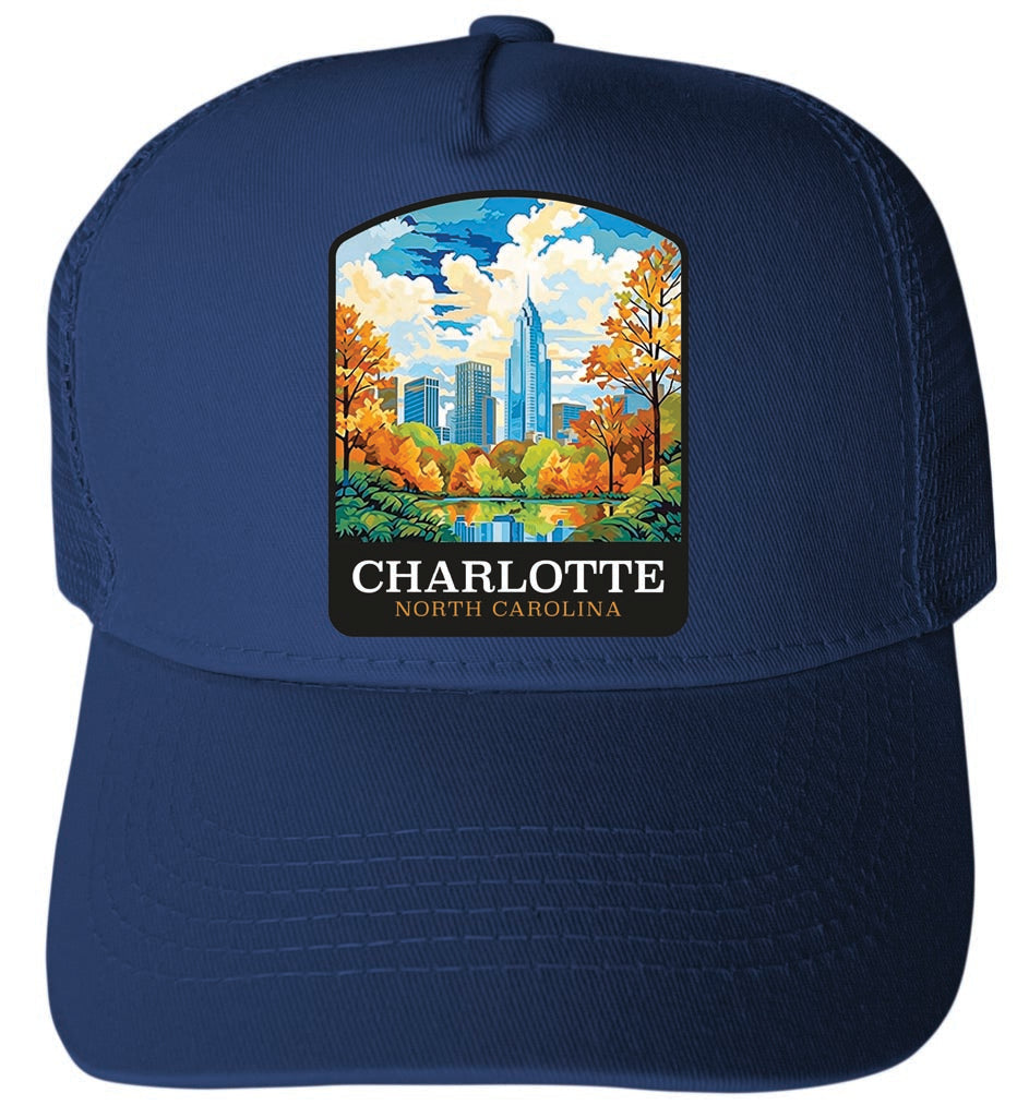 Charlotte North Carolina Design A Unisex Mesh Back Trucker Hat with Adjustable Snapback Image 1