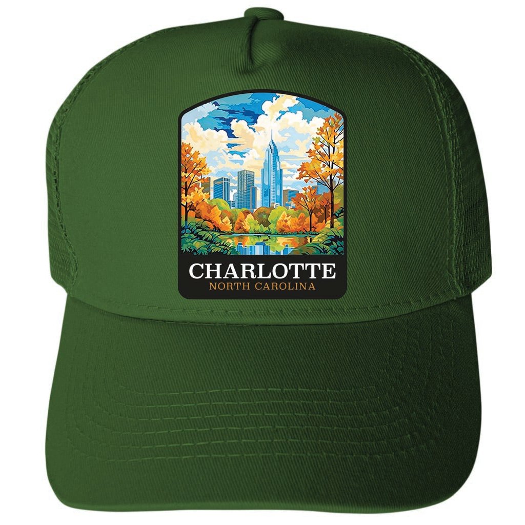 Charlotte North Carolina Design A Unisex Mesh Back Trucker Hat with Adjustable Snapback Image 2