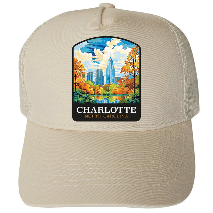 Charlotte North Carolina Design A Unisex Mesh Back Trucker Hat with Adjustable Snapback Image 3