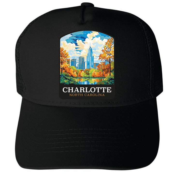 Charlotte North Carolina Design A Unisex Mesh Back Trucker Hat with Adjustable Snapback Image 4