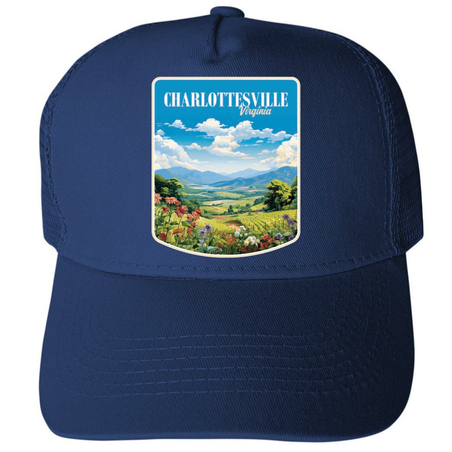 Charlottesville Virginia Design A Unisex Mesh Back Trucker Hat with Adjustable Snapback Image 1