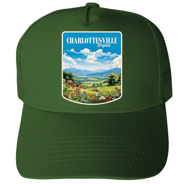 Charlottesville Virginia Design A Unisex Mesh Back Trucker Hat with Adjustable Snapback Image 2