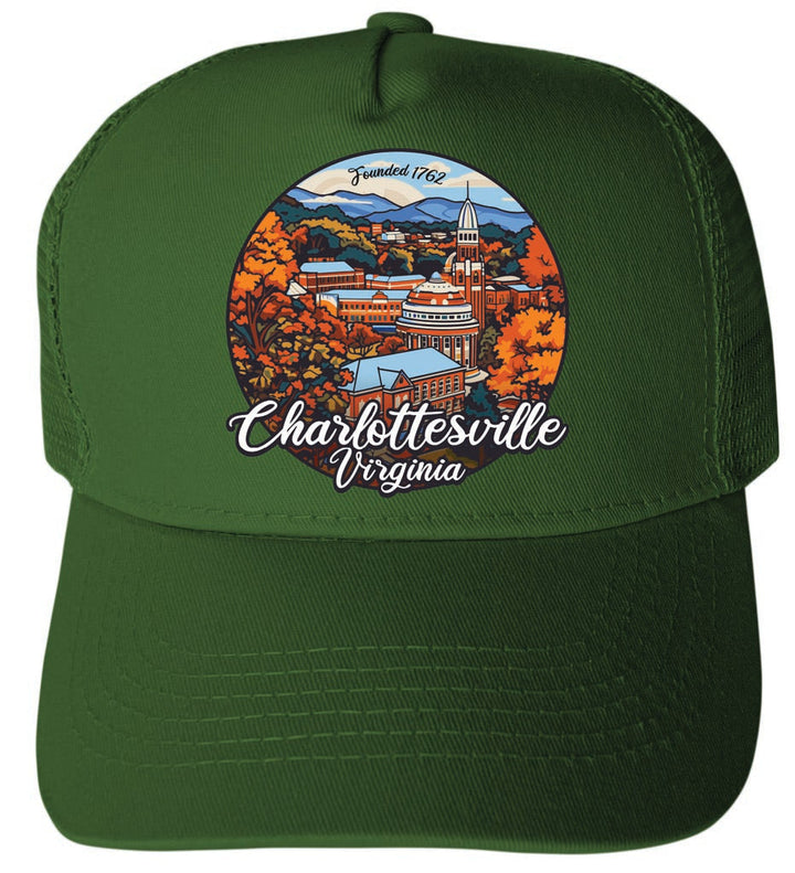 Charlottesville Virginia Design C Unisex Mesh Back Trucker Hat with Adjustable Snapback Image 2