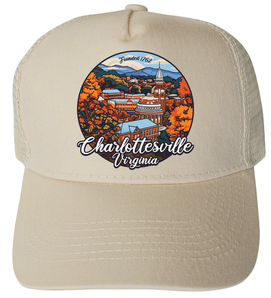 Charlottesville Virginia Design C Unisex Mesh Back Trucker Hat with Adjustable Snapback Image 3