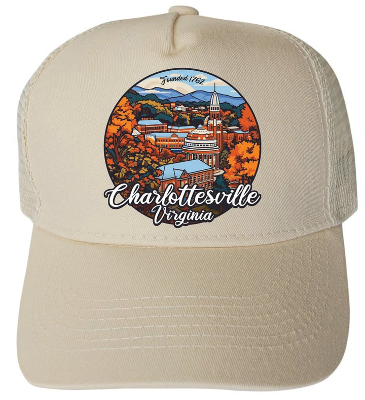 Charlottesville Virginia Design C Unisex Mesh Back Trucker Hat with Adjustable Snapback Image 1