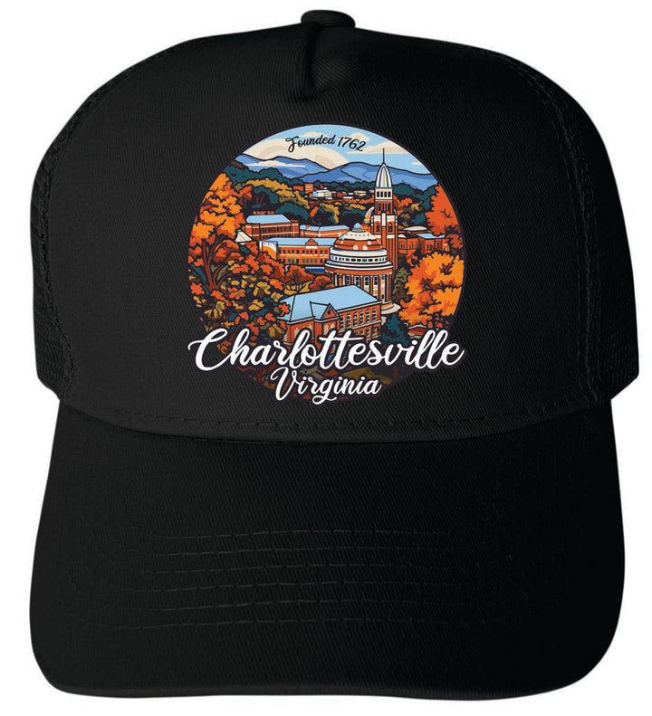 Charlottesville Virginia Design C Unisex Mesh Back Trucker Hat with Adjustable Snapback Image 4