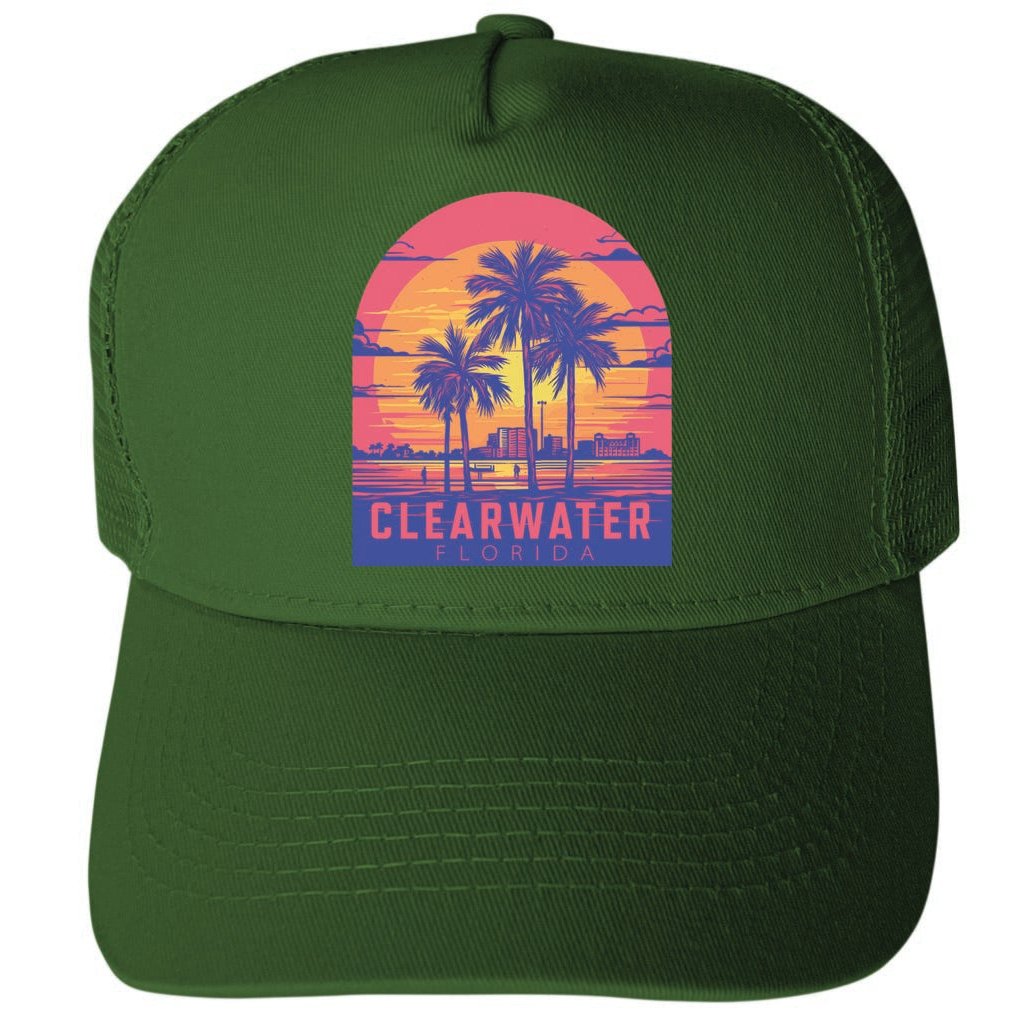 Clearwater Florida Design A Unisex Mesh Back Trucker Hat with Adjustable Snapback Image 2