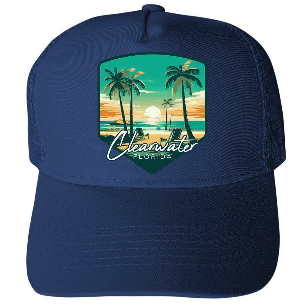 Clearwater Florida Design B Unisex Mesh Back Trucker Hat with Adjustable Snapback Image 1