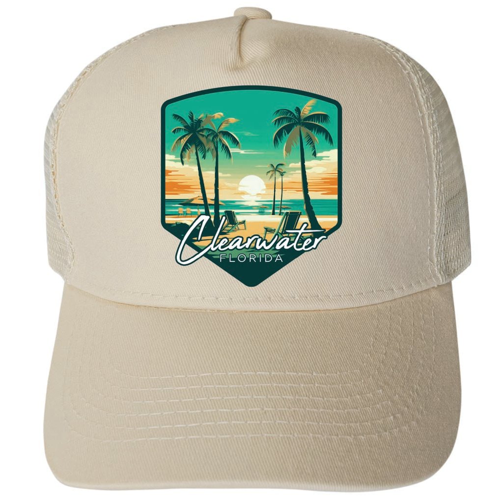 Clearwater Florida Design B Unisex Mesh Back Trucker Hat with Adjustable Snapback Image 3