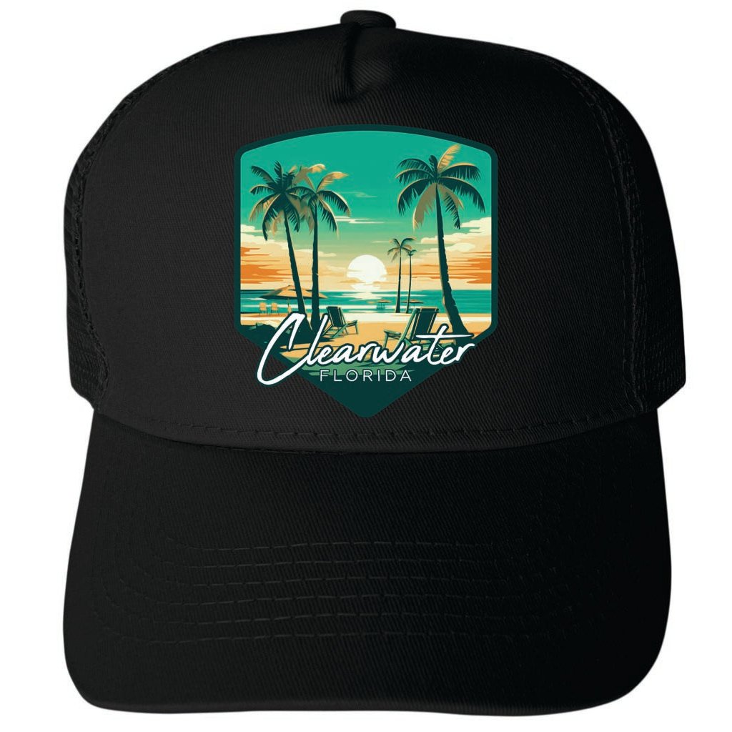 Clearwater Florida Design B Unisex Mesh Back Trucker Hat with Adjustable Snapback Image 4