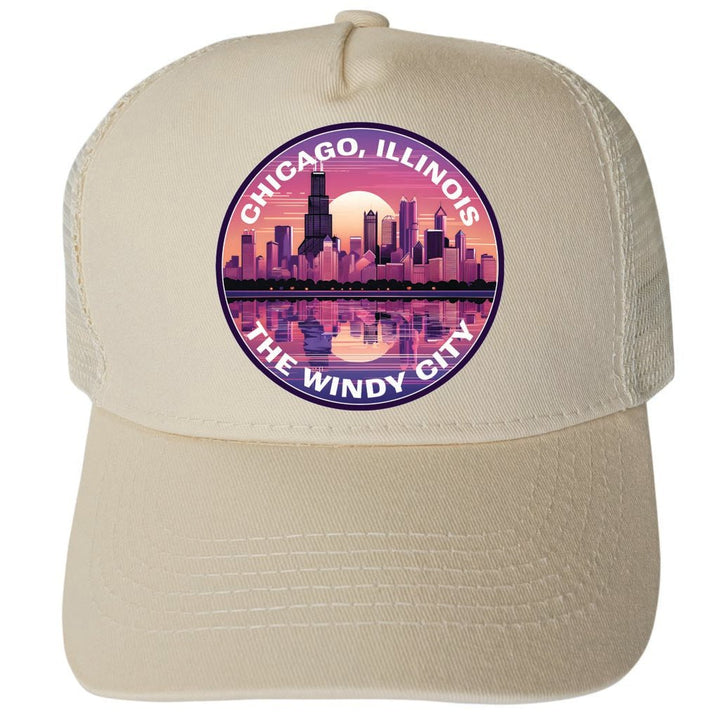 Chicago Illinois Design B Unisex Mesh Back Trucker Hat with Adjustable Snapback Image 3