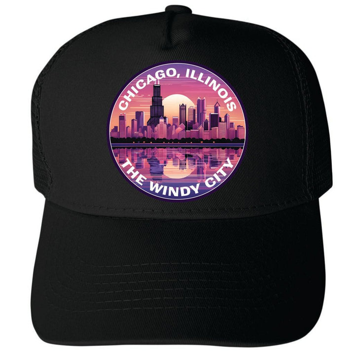 Chicago Illinois Design B Unisex Mesh Back Trucker Hat with Adjustable Snapback Image 4