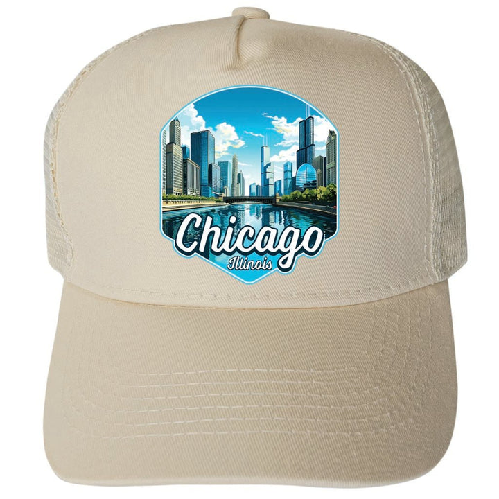 Chicago Illinois Design A Unisex Mesh Back Trucker Hat with Adjustable Snapback Image 3