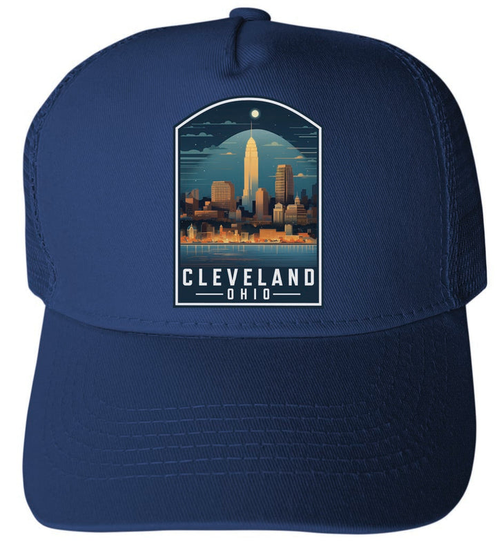 Cleveland Ohio Design A Unisex Mesh Back Trucker Hat with Adjustable Snapback Image 1