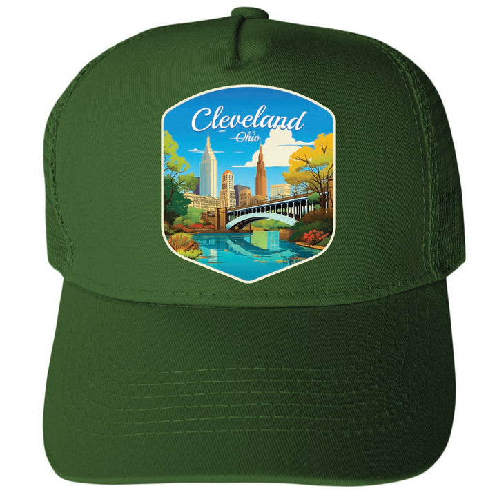 Cleveland Ohio Design B Unisex Mesh Back Trucker Hat with Adjustable Snapback Image 1