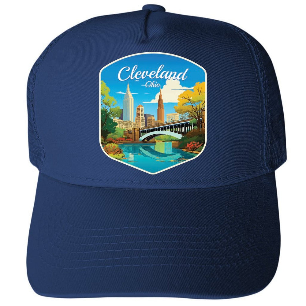 Cleveland Ohio Design B Unisex Mesh Back Trucker Hat with Adjustable Snapback Image 2