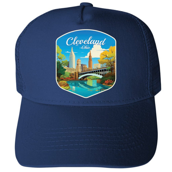 Cleveland Ohio Design B Unisex Mesh Back Trucker Hat with Adjustable Snapback Image 1