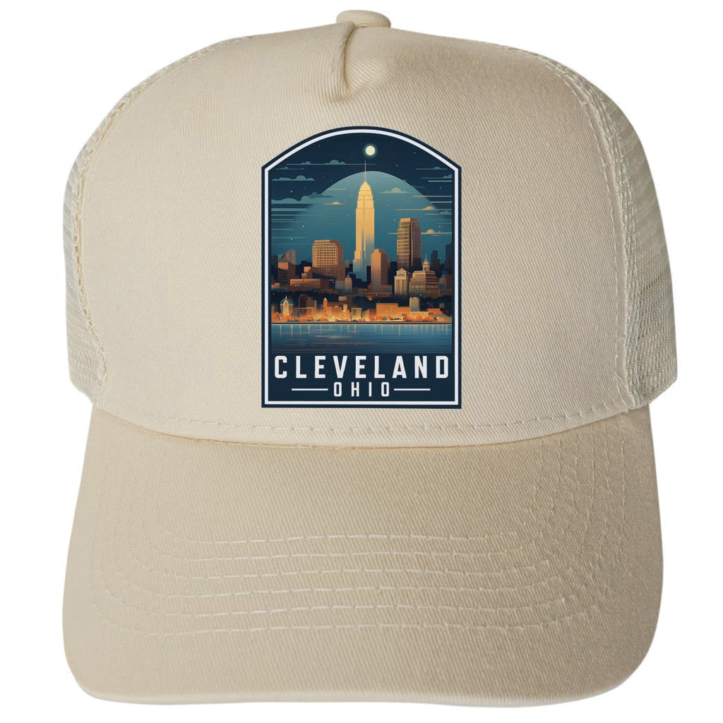 Cleveland Ohio Design A Unisex Mesh Back Trucker Hat with Adjustable Snapback Image 3