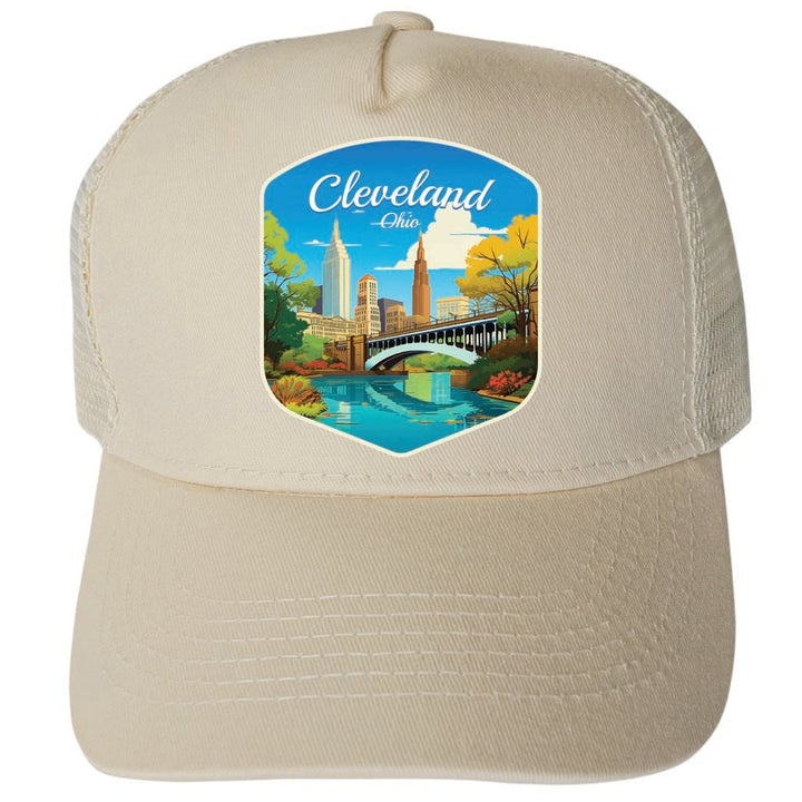 Cleveland Ohio Design B Unisex Mesh Back Trucker Hat with Adjustable Snapback Image 3