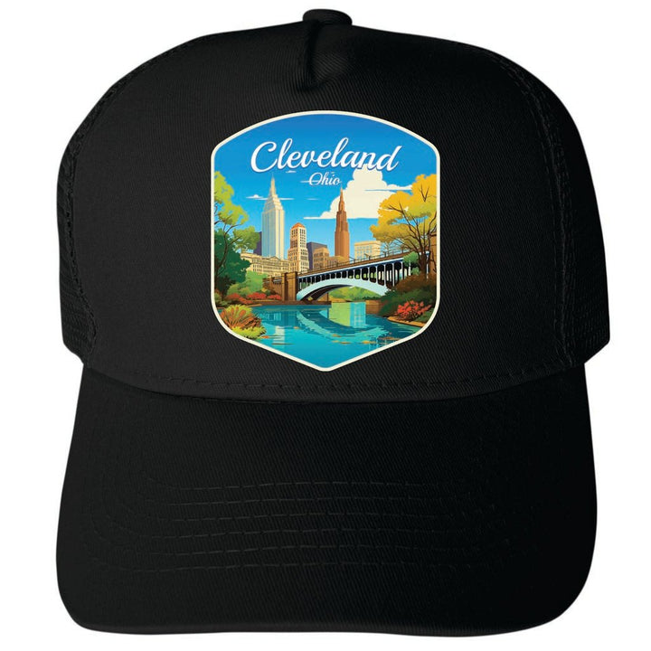 Cleveland Ohio Design B Unisex Mesh Back Trucker Hat with Adjustable Snapback Image 4