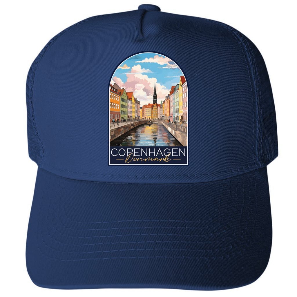 Copenhagen Denmark Design B Unisex Mesh Back Trucker Hat with Adjustable Snapback Image 1