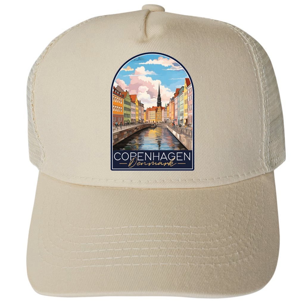 Copenhagen Denmark Design B Unisex Mesh Back Trucker Hat with Adjustable Snapback Image 3