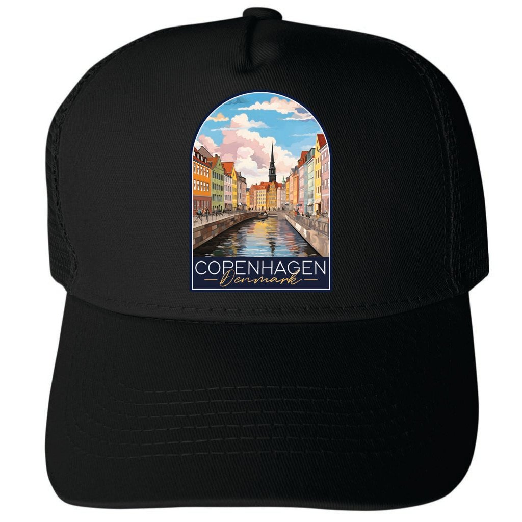 Copenhagen Denmark Design B Unisex Mesh Back Trucker Hat with Adjustable Snapback Image 1